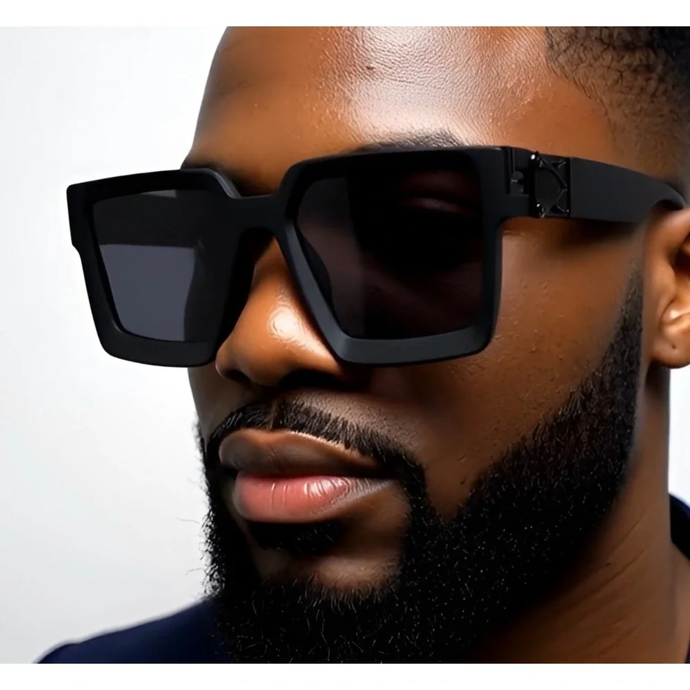 Oversized Square Black Sunglasses Men's Bold Fashion‎ Shades Thick Angular Gafas